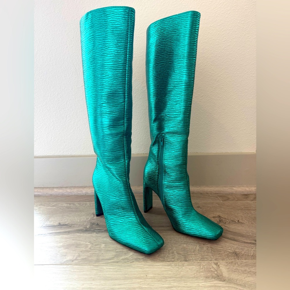 Zara Vibrant Teal Heeled Boots